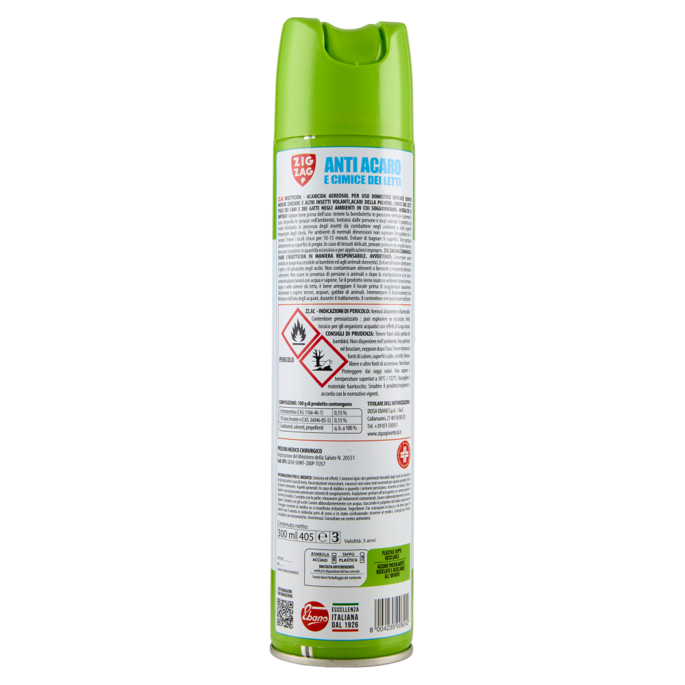 Zig Zag Insetticida ZZ.AC Anti Acaro e Cimici dei Letti 300 ml