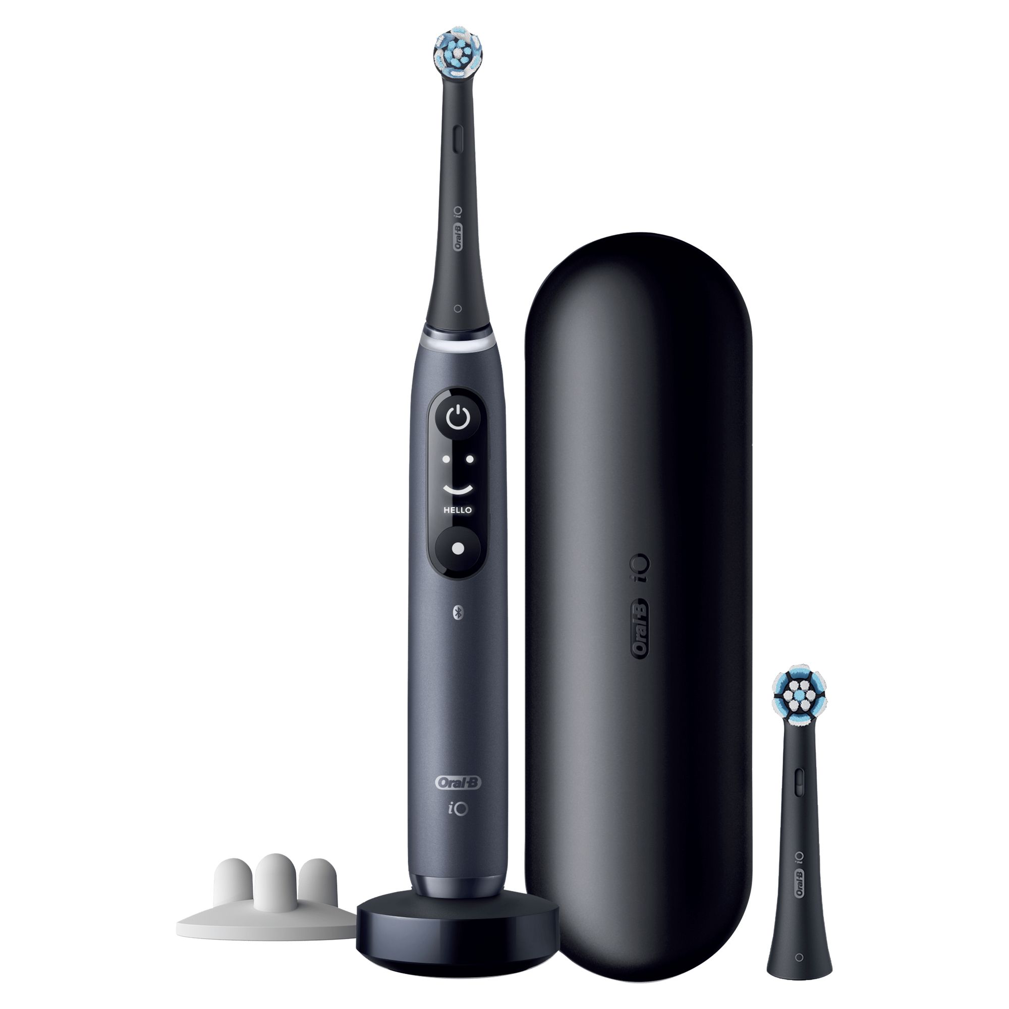 Oral-B iO Spazzolino Elettrico Ricaricabile 7S Nero, 2 Testine, 1 Custodia Da Viaggio, 1 Spazzolino
