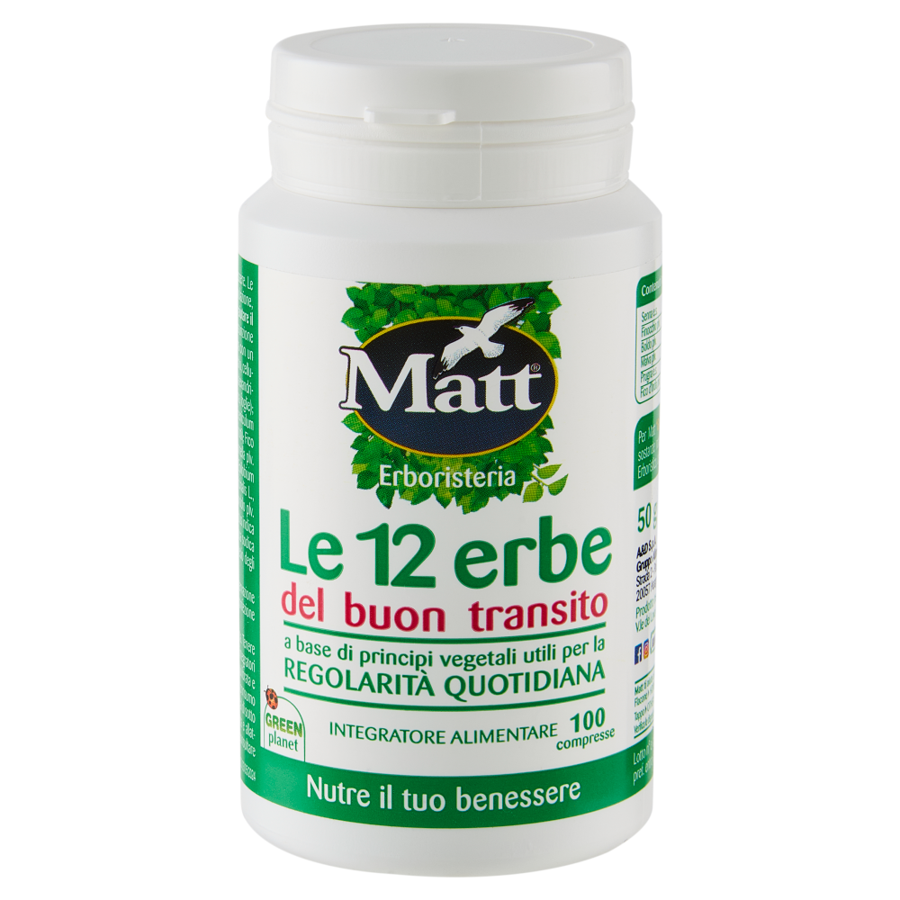Matt Erboristeria le 12 erbe del buon transito 100 compresse 50 g