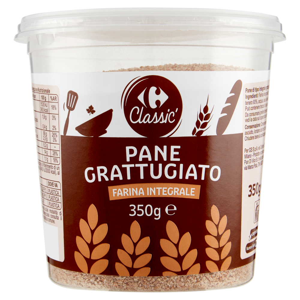Carrefour Classic Pane Grattugiato Farina Integrale 350 g