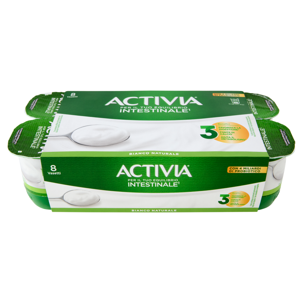ACTIVIA Yogurt Bianco Naturale con Probiotico Bifidus, 8x125g