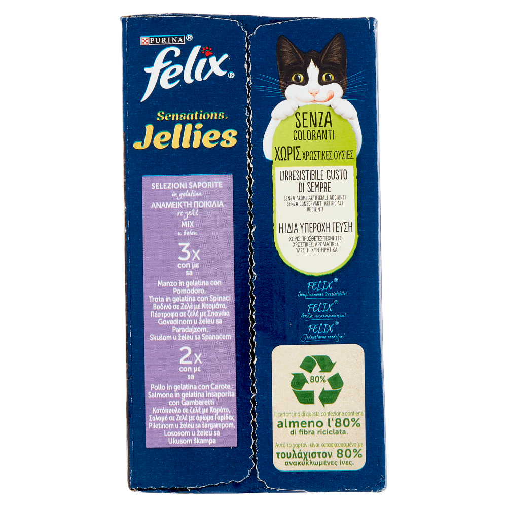 FELIX Sensations Jellies Selezioni Saporite Mix in gelatina (Manzo, Trota, Pollo, Salmone) 10 x 85 g