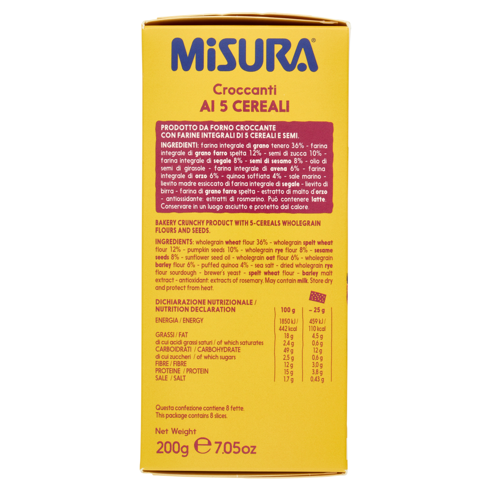 Misura Multicereali Croccanti ai 5 Cereali con Semi di Zucca, Sesamo e Quinoa 200 g