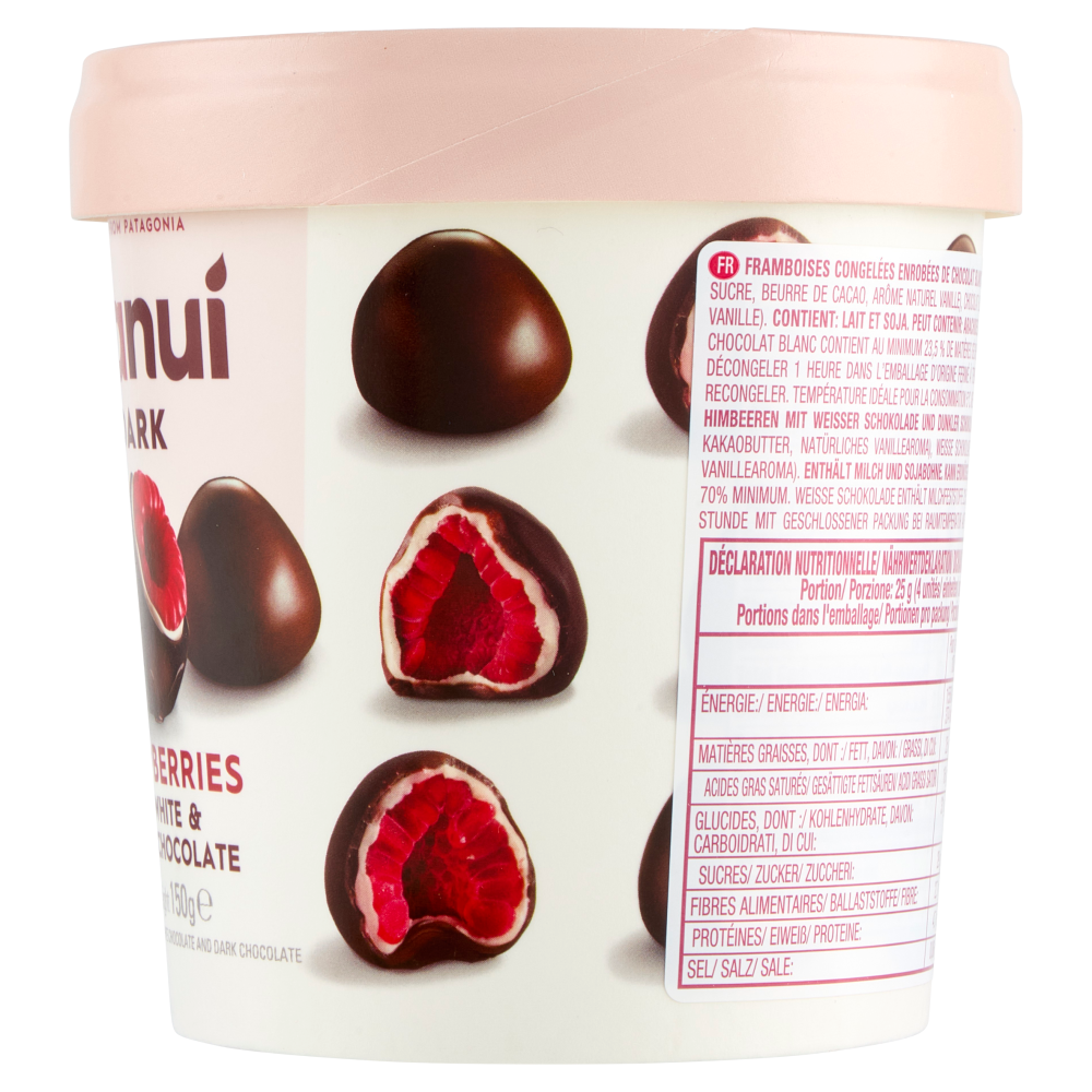 franuí Dark Raspberries in White & Dark Chocolate 150 g