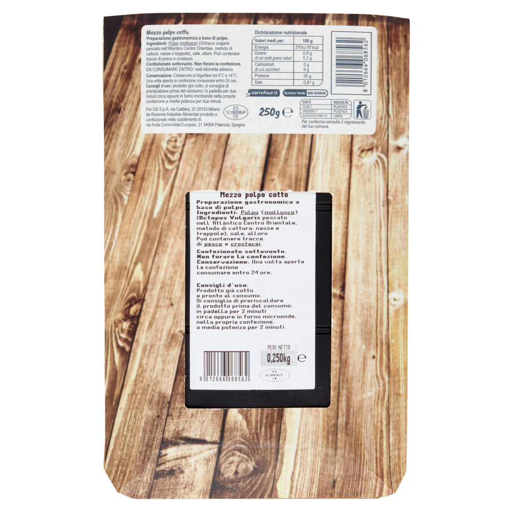 Carrefour il Mercato Mezzo Polpo Cotto 250 g
