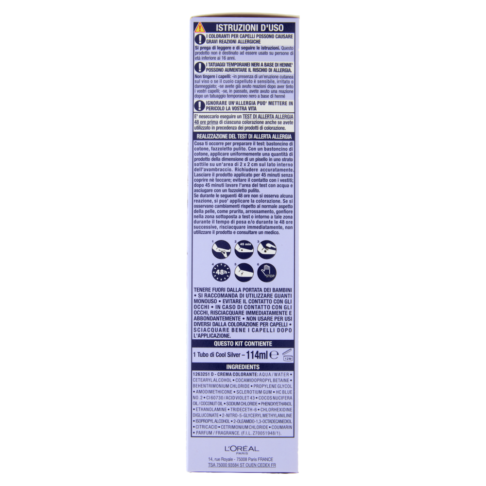 L'Oréal Paris Cool Silver Argento Assoluto Trattamento Ravvivante, per Capelli Grigi, 114 ml