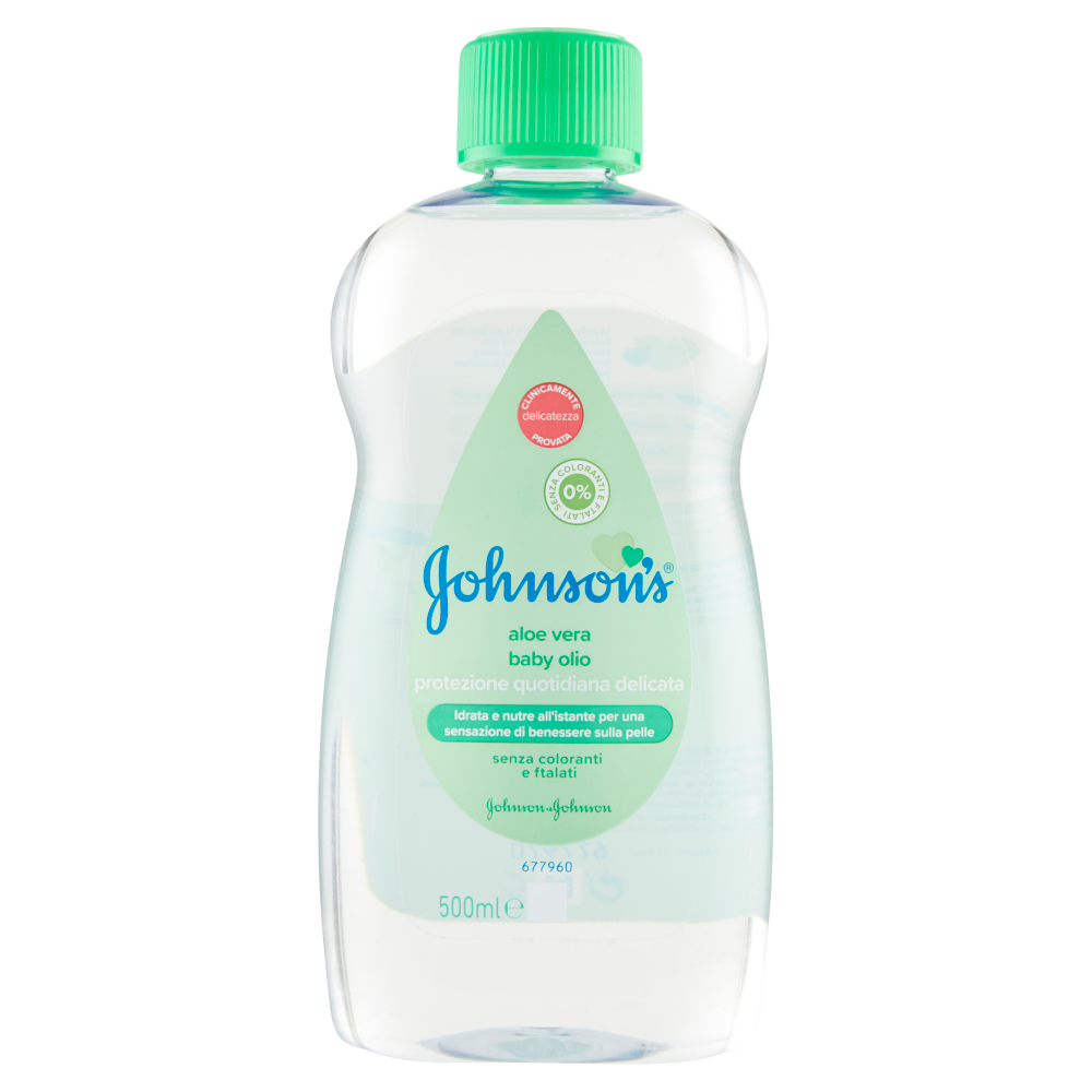 Johnson's Baby Olio Aloe Vera,  Testato Da Pediatri E Dermatologi, 500ml
