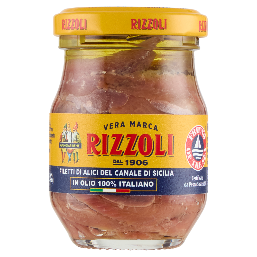 Rizzoli Filetti di Alici del Canale di Sicilia in Olio 100% Italiano 80 g