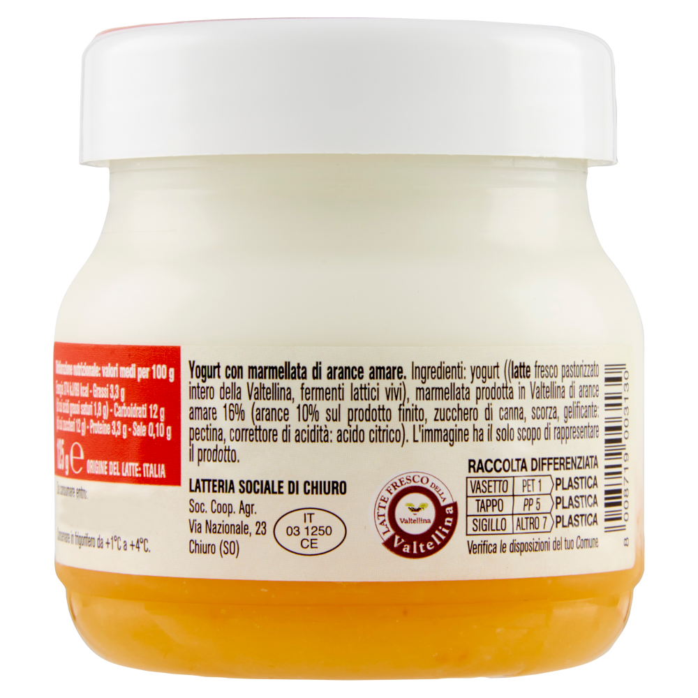 AlpiYò Yogurt di Valtellina Intero con marmellata di Arancia Amara 125 g
