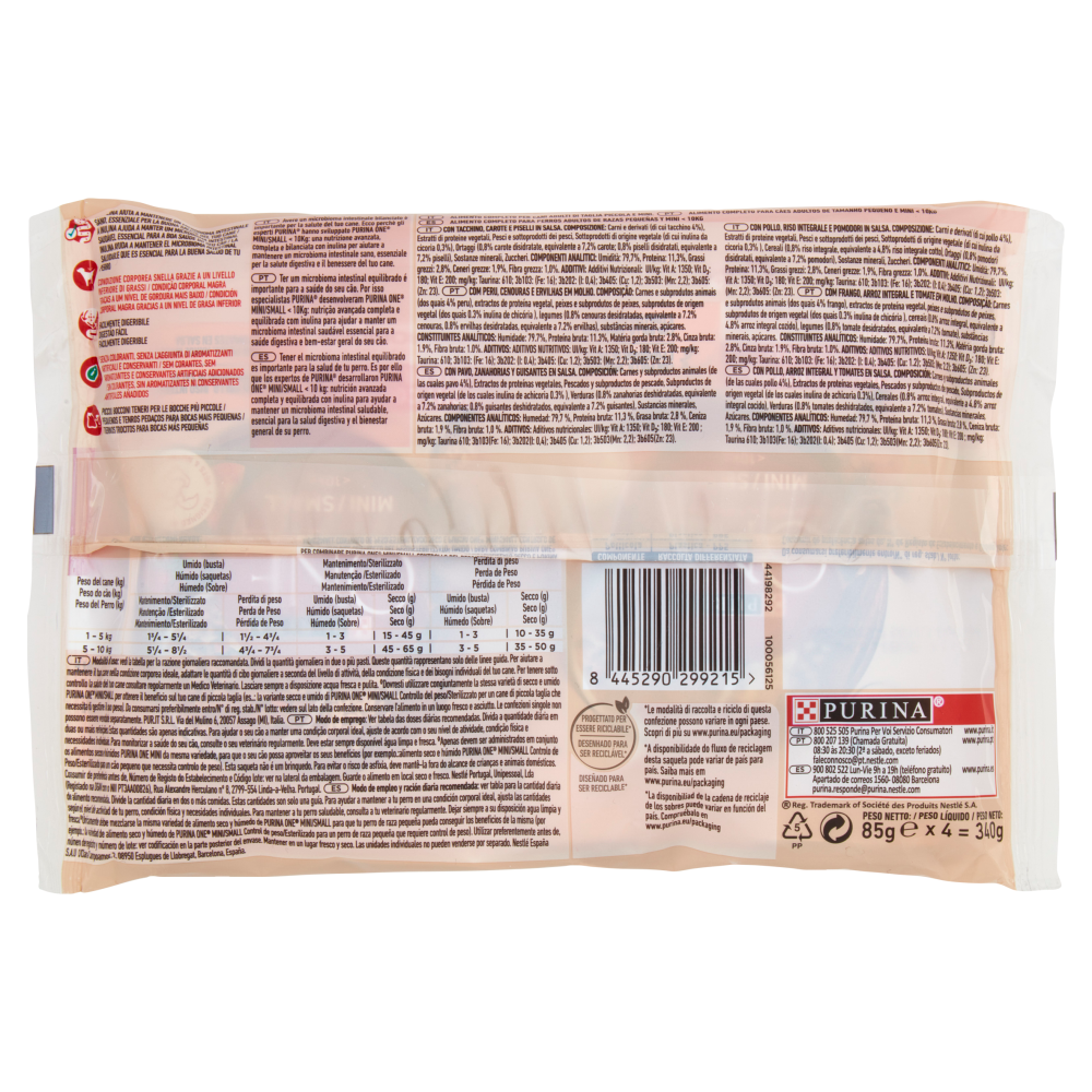 PURINA ONE Mini/Small Weight Control/Sterilised Tacchino e Pollo in Salsa 4 x 85 g
