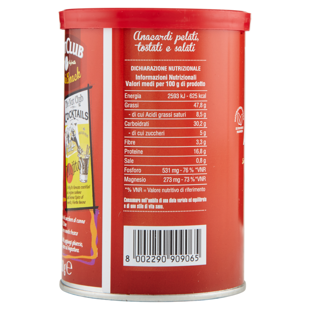 NutClub Classic Snack Anacardi Pelati Tostati e Salati 180 g