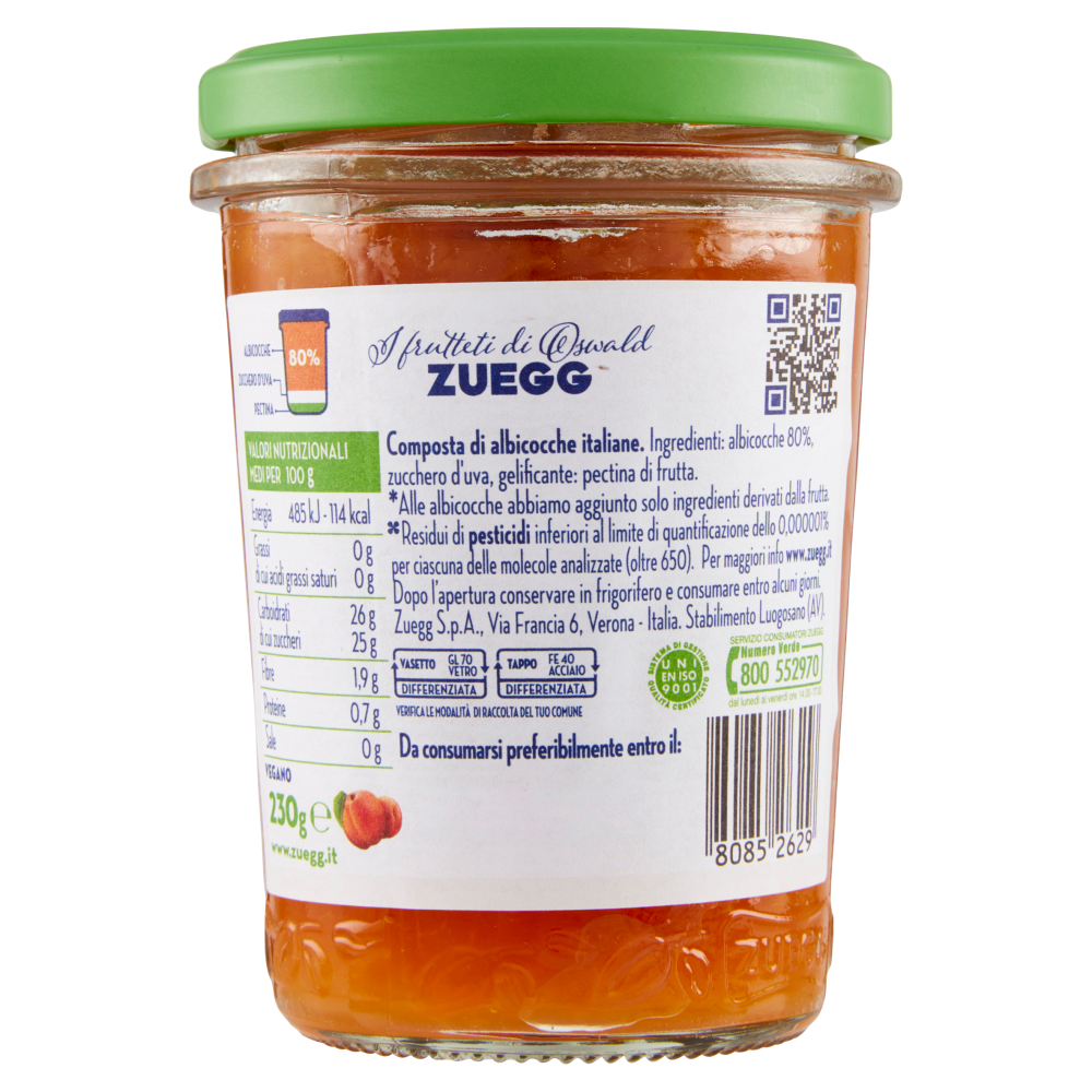 Zuegg I frutteti di Oswald Zuegg Zero Residui 100% da Frutta* Albicocche Italiane 230 g