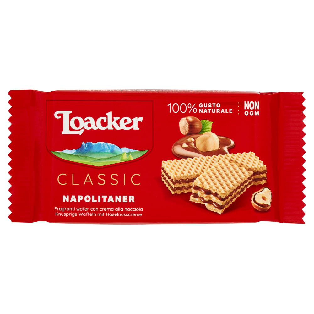 Loacker Classic Napolitaner Wafer con crema alle nocciole 100% italiane Wafers 45g