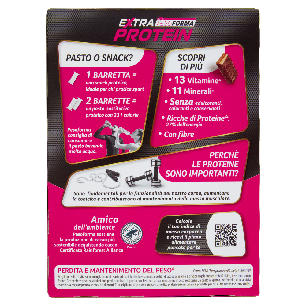 Pesoforma Extra Protein Barrette Gusto Arachidi e Caramello, 6 pasti proteici, 12 barrette x 31g