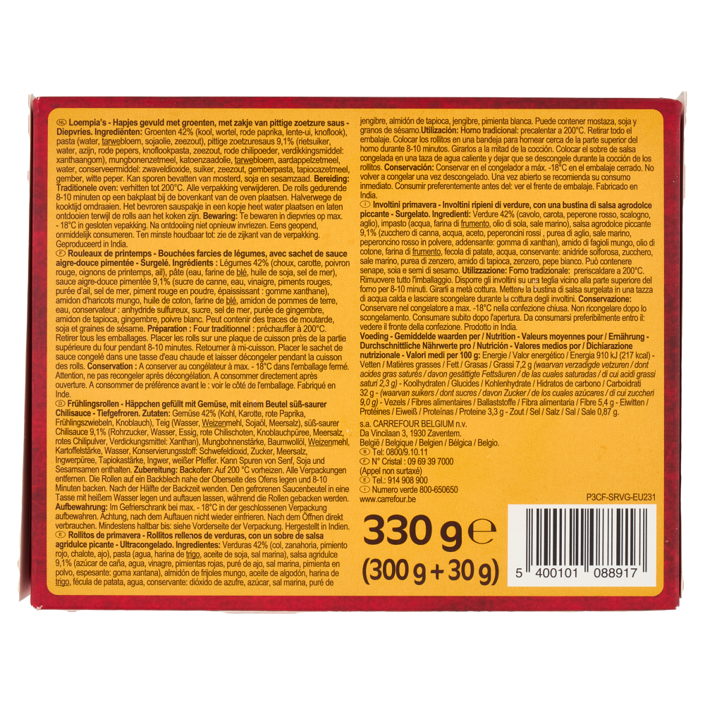 Carrefour Sensation Spring Rolls Veggie Surgelato x15 330 g