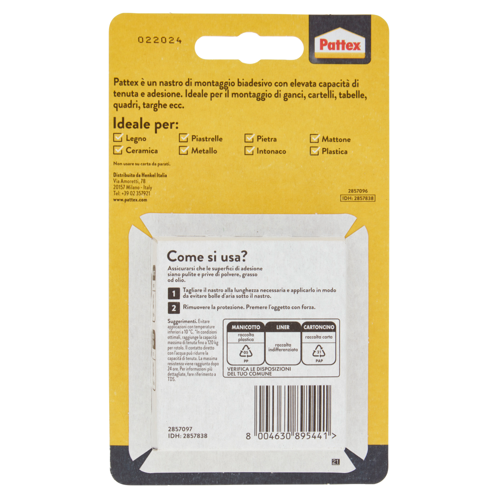 PATTEX Millechiodi Nastro biadesivo 19mmx1,5m