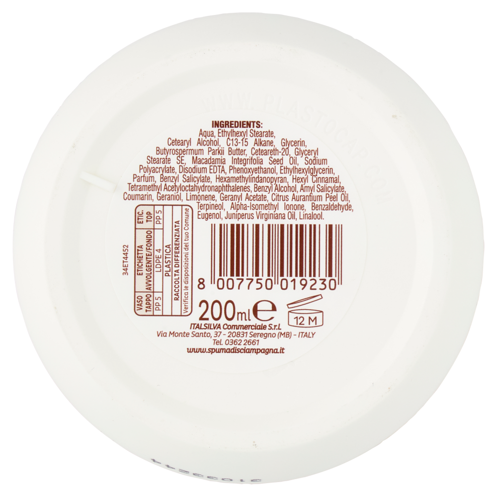 Spuma di Sciampagna Benessere Burro Corpo Vellutante Olio di Macadamia 200 ml