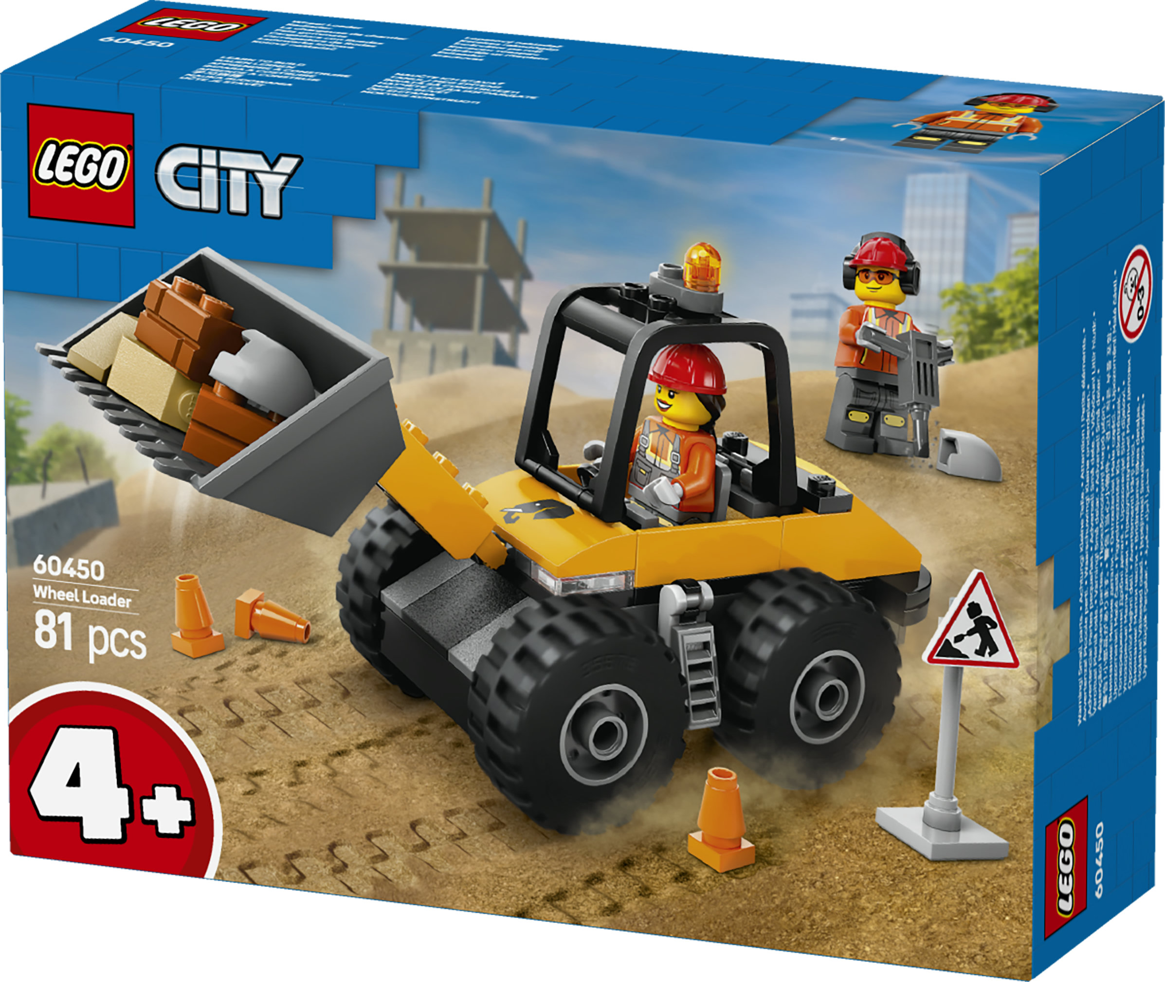 LEGO City 60450 Pala Gommata Gialla, Escavatore Giocattolo da Costruire, Veicolo da Cantiere, Giochi Educativi per Bambini 4+