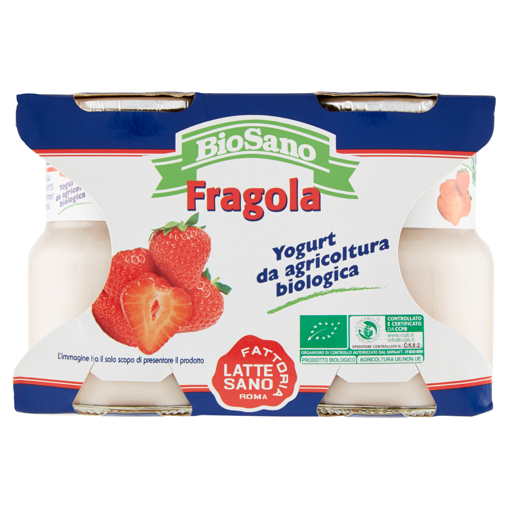 Fattoria Latte Sano BioSano Yogurt da agricoltura biologica Fragola 2 x 125 g