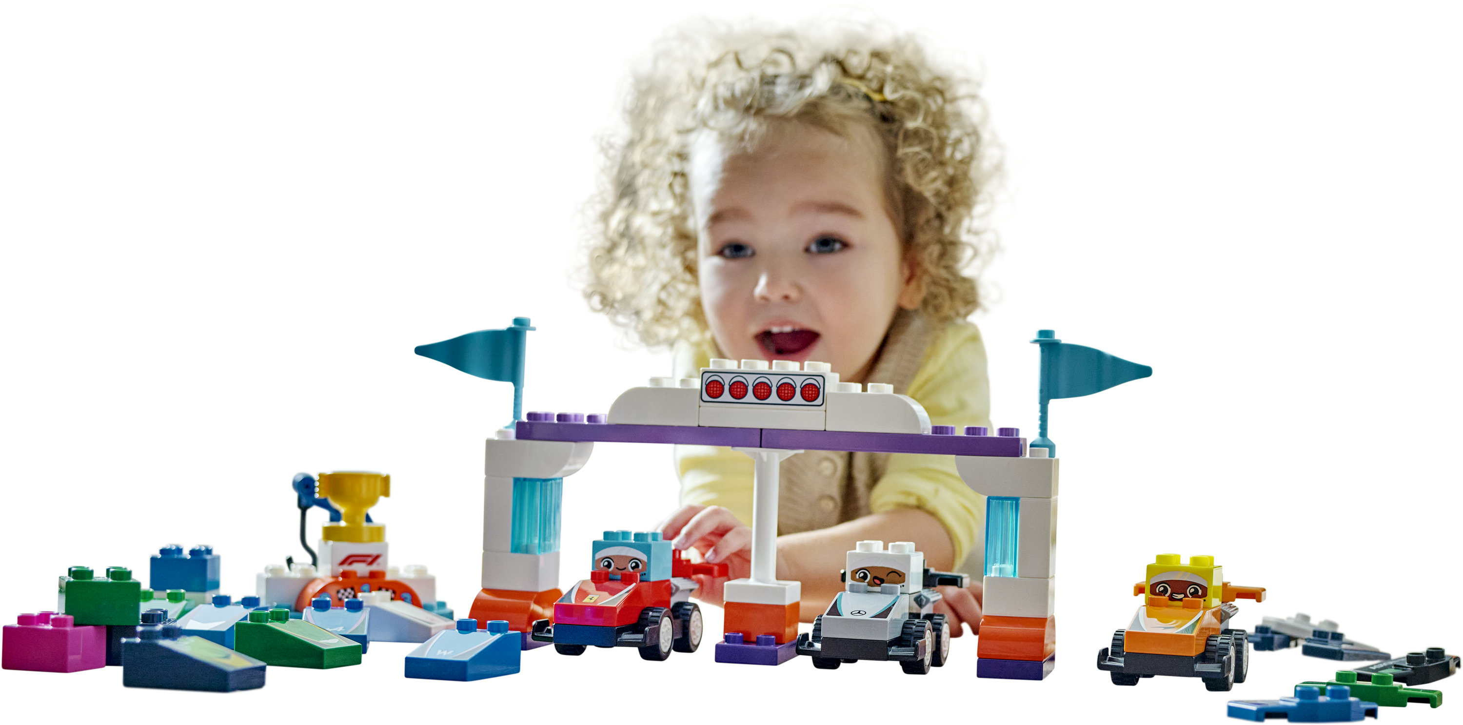 LEGO DUPLO 10445 Auto da Corsa e Piloti Team F1, Macchina Giocattolo da Costruire, Giochi Creativi e Didattici per Bambini 2+