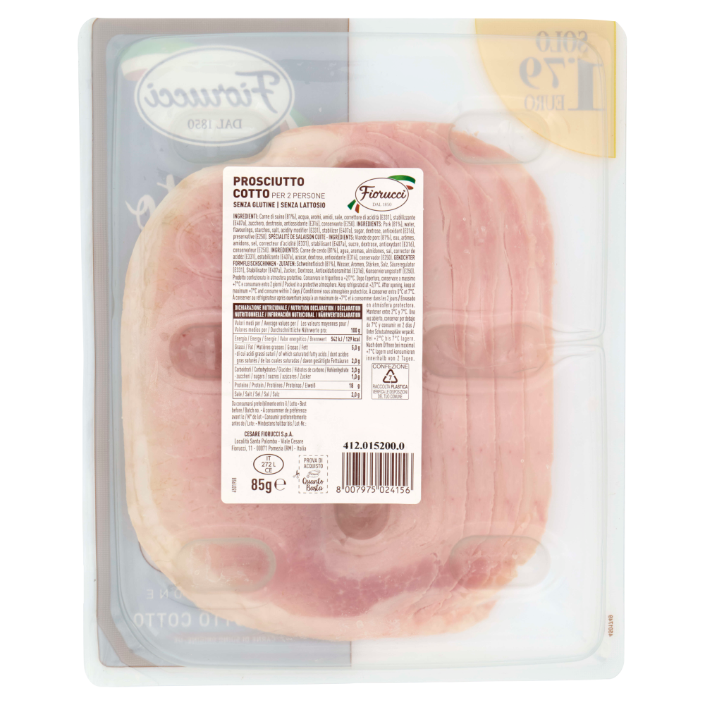 Fiorucci Quanto Basta per 2 Persone Prosciutto Cotto 85 g