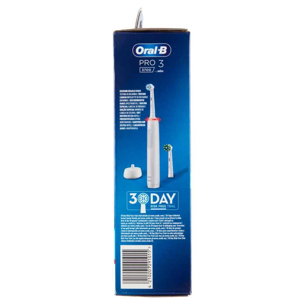 Oral-B Power Spazzolino Elettrico Ricaricabile Pro3 3700 Cross Action Bianco + 1 Testina in omaggio