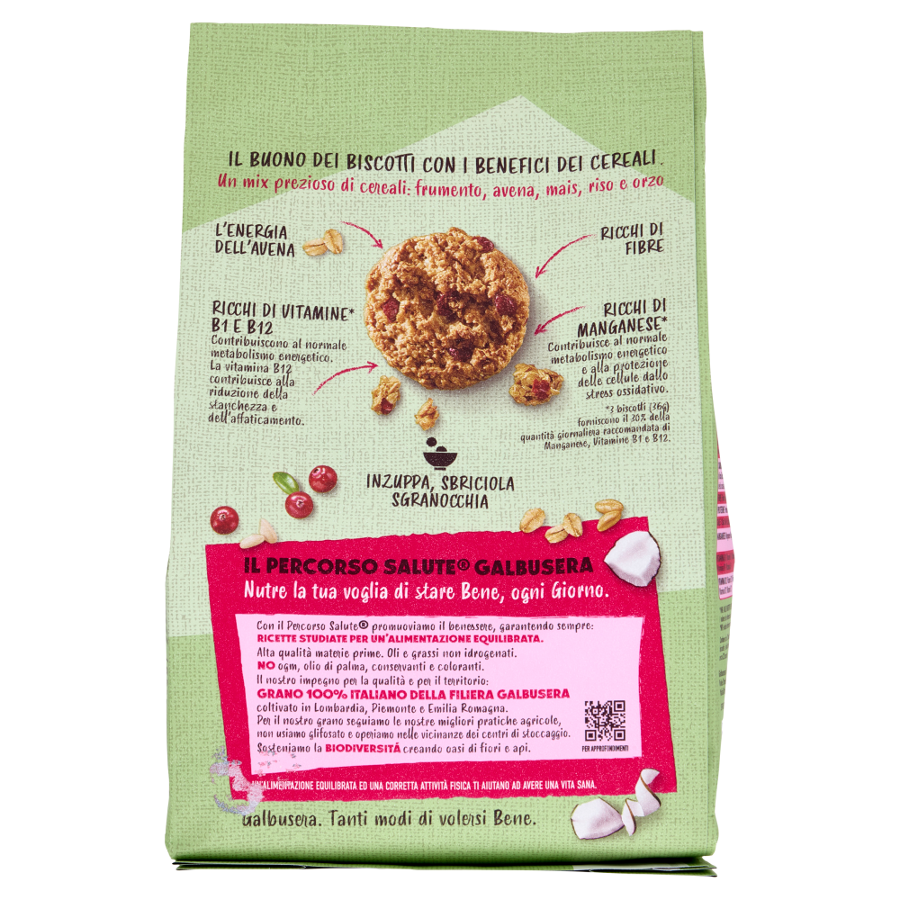 Galbusera Cereali G Granola e Frolla 100% Vegetali Avena, Mirtilli Rossi e Cocco 280 g