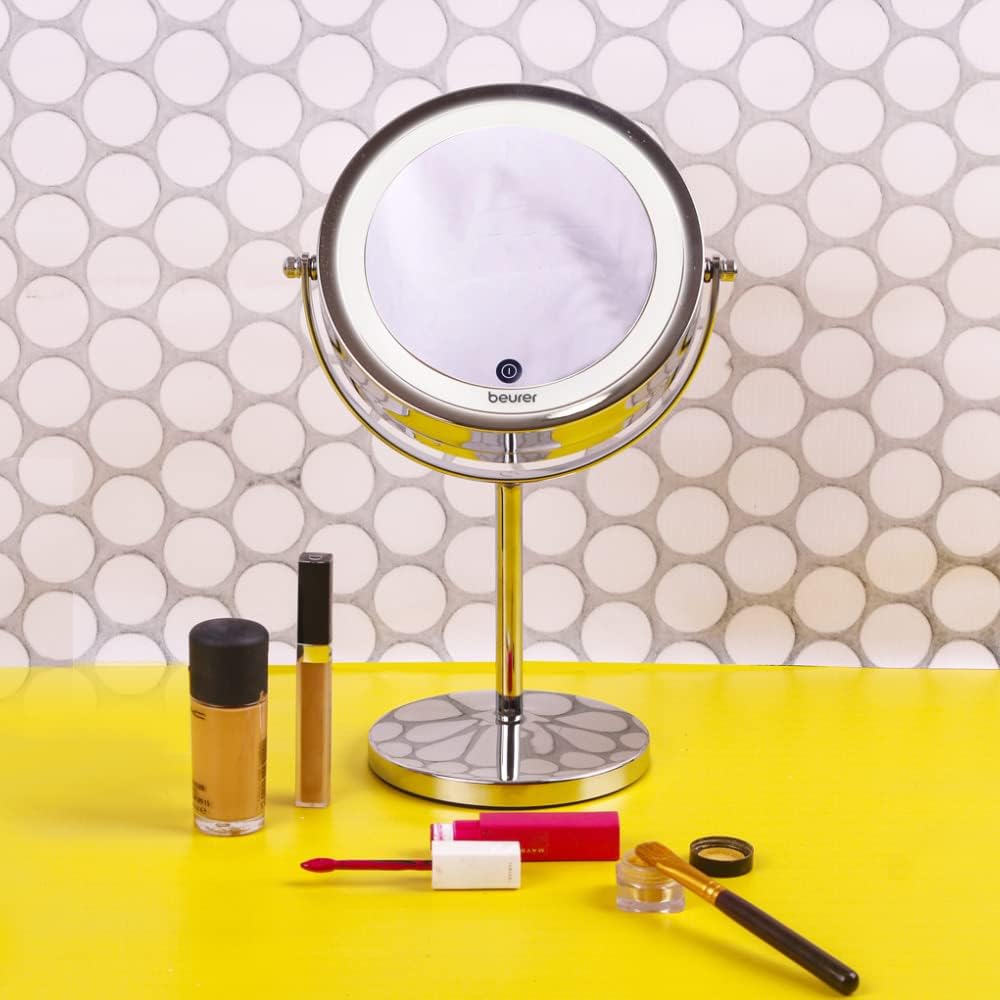 Beurer BS 55 Specchio Cosmetico Illuminato con Doppia Superfice Riflettente, Normale e Ingrandimento 7x