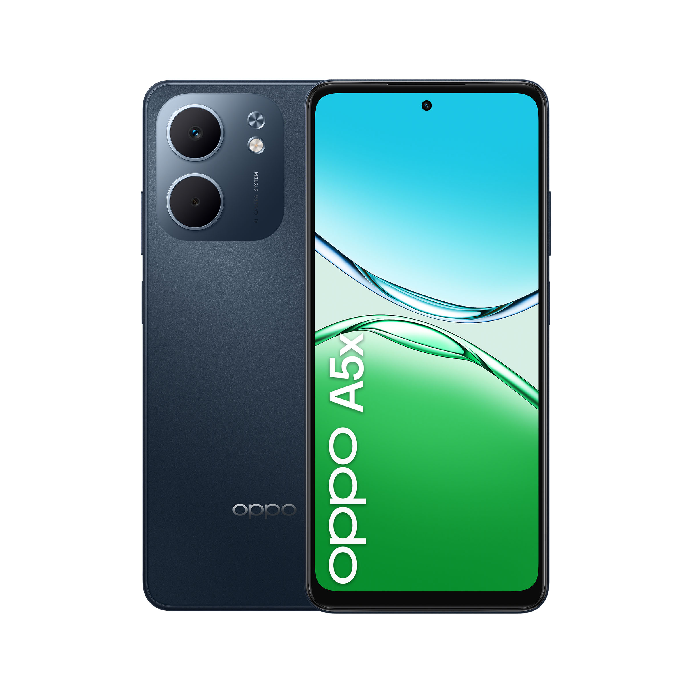 OPPO A5x Smartphone, Foto AI 32MP, Frontale 5MP, Display 6.67” 90HZ LCD HD+, 6000mAh, RAM 4(Esp1GB/2GB/4GB)+ROM 128GB (esp1TB), IP65, [Versione Italia], Black Blue