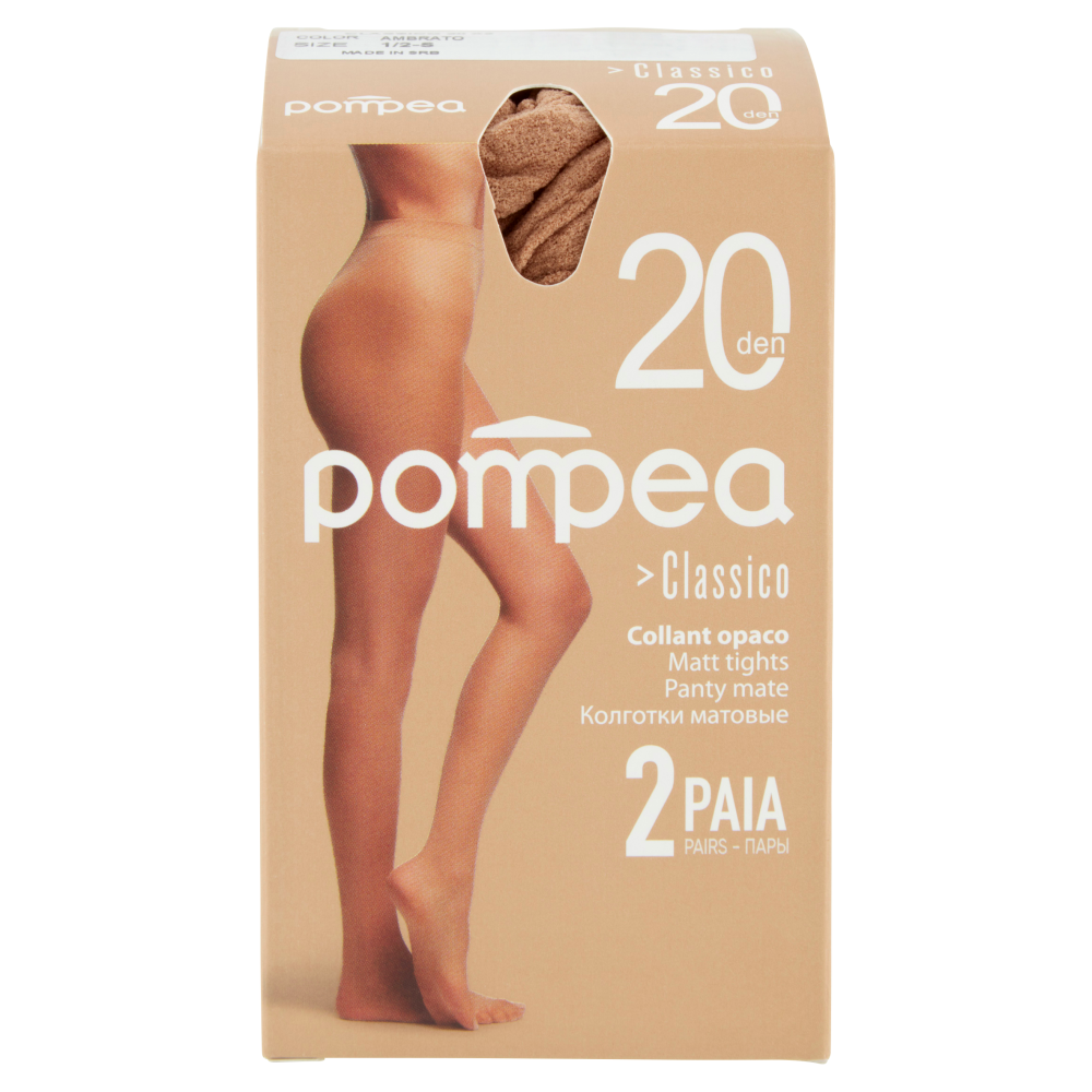 pompea Classico Collant opaco 20 den 1/2-S Ambrato 2 Paia