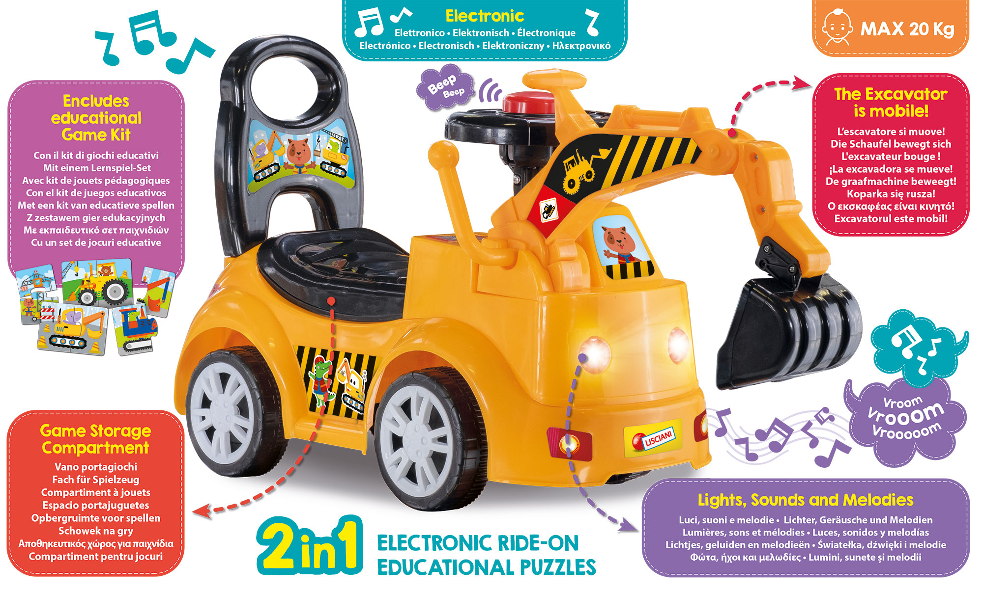 Lisciani 102242 giocattolo a dondolo e cavalcabile Escavatore cavalcabile