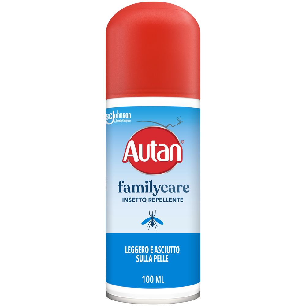 Autan Family Care Spray Secco, Repellente Zanzare, Dermatologicamente Testato, Protezione Efficace Per Tutta la Famiglia fino a 4 ore, 100ml