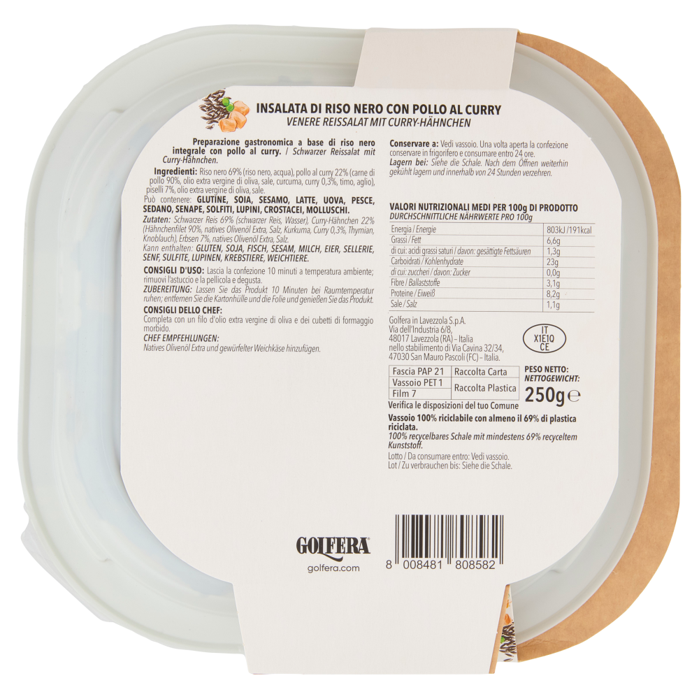 Golfera Ben Fatto Insalata di Riso Nero con Pollo al Curry 250 g