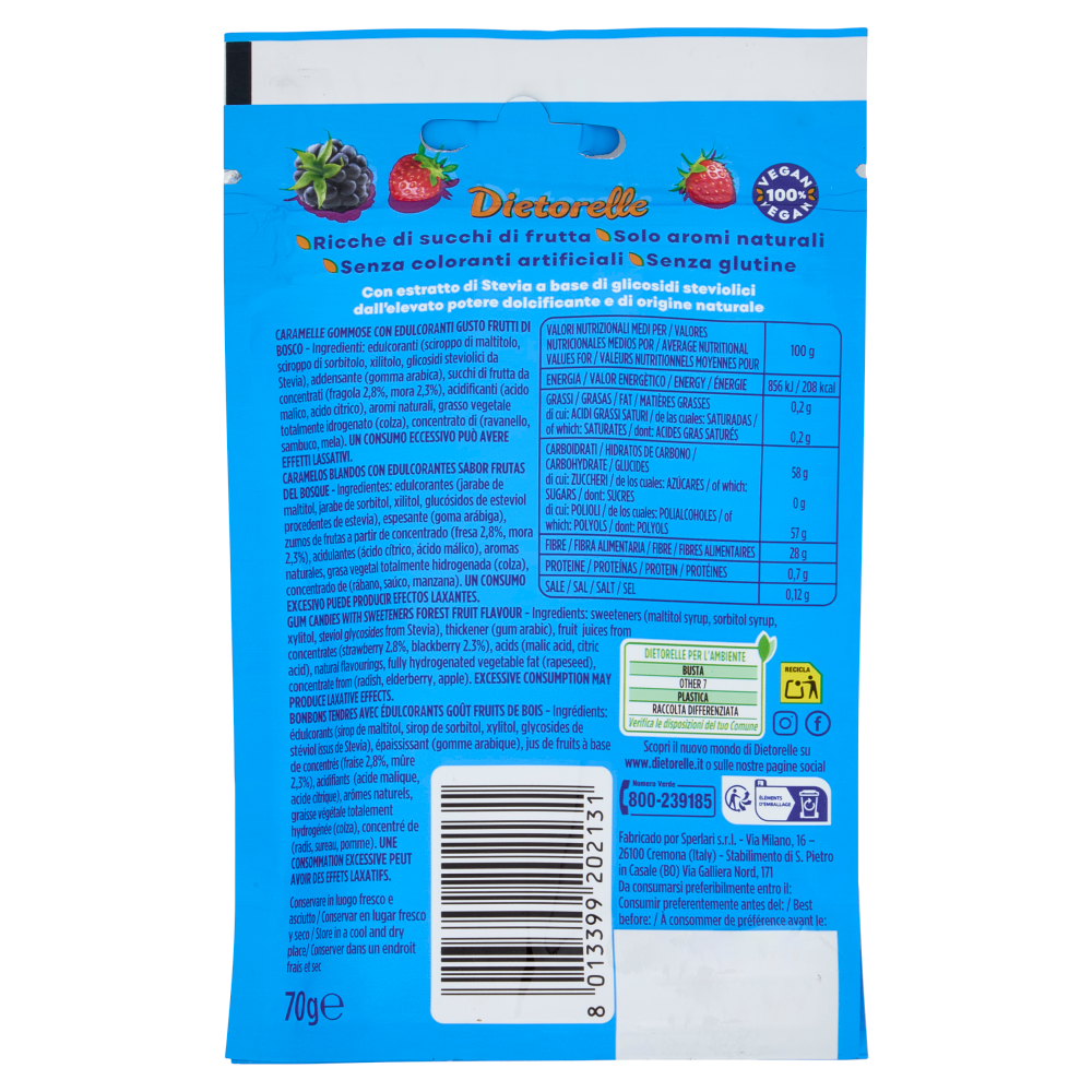 Dietorelle Sour Wild! Caramelle Gommose Frutti di Bosco 70 g