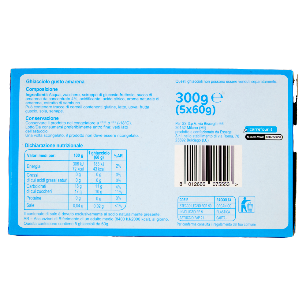 Carrefour Classic Ghiacciolo Gusto Amarena 6 x 50 g