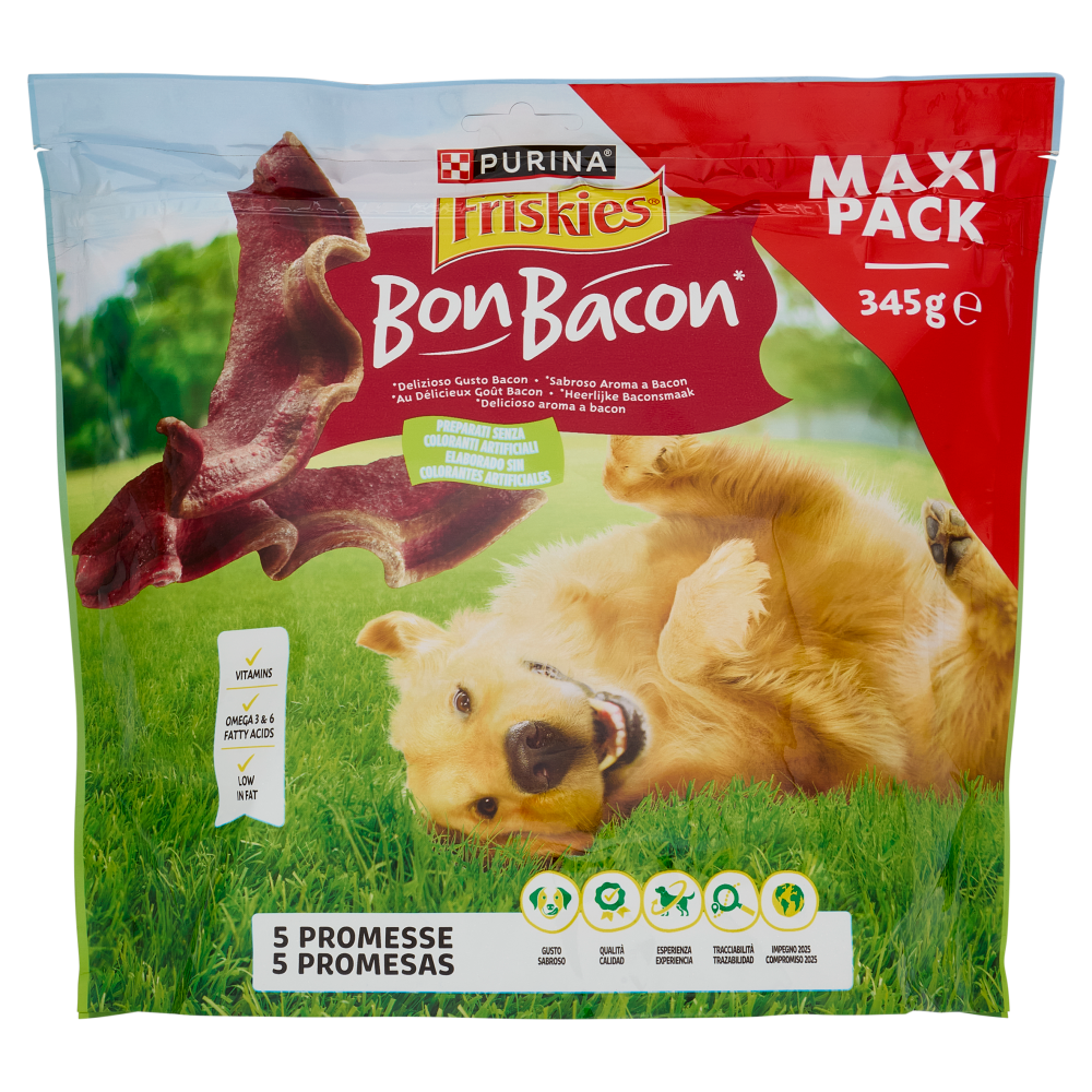 PURINA FRISKIES Bon Bacon Snack cane al gusto di Bacon busta 345 g