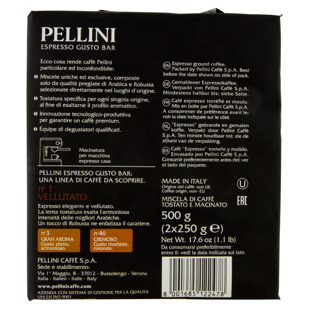 Pellini Espresso Gusto Bar n°1 Vellutato 2 x 250 g