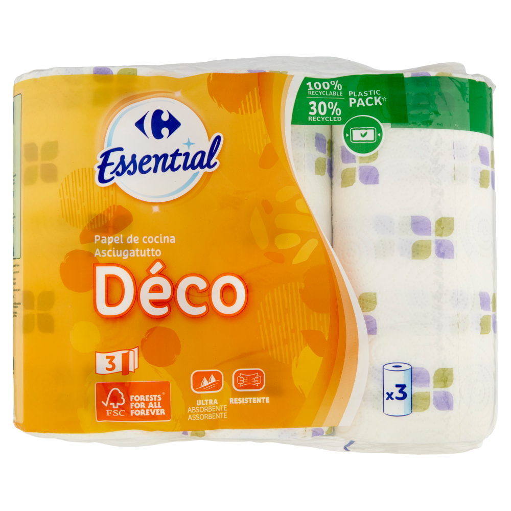 Carrefour Essential Asciugatutto Déco 3 veli 3 pz
