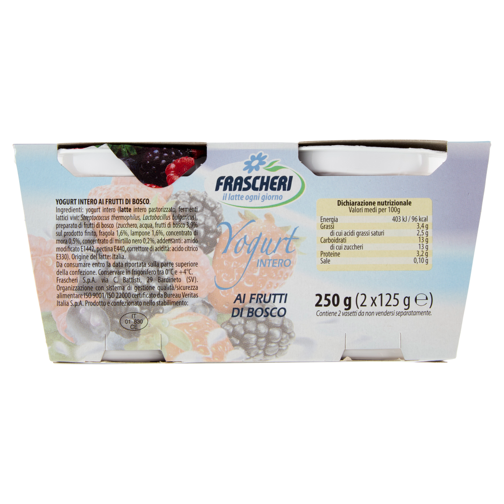 Frascheri Yogurt Intero ai Frutti di Bosco 2 x 125 g