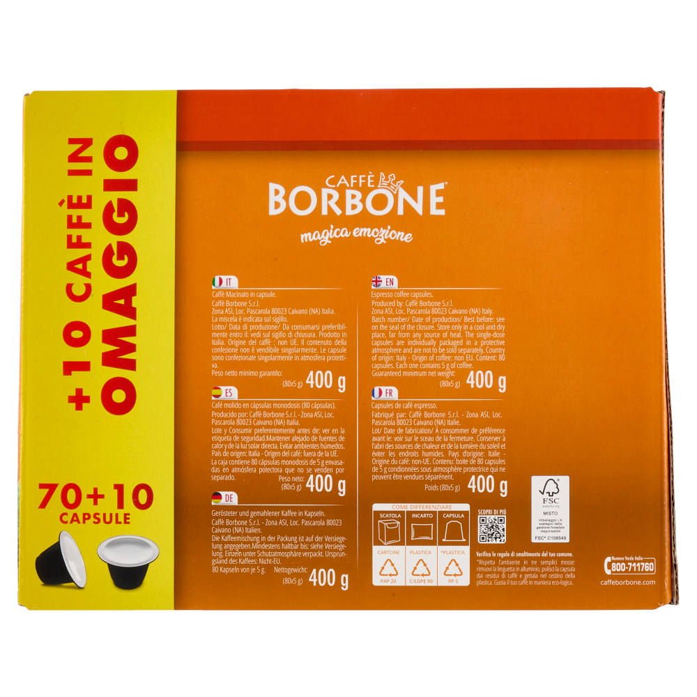 Caffè Borbone Miscela Nobile Capsule Compatibili Nespresso* ad uso domestico 80 x 5 g
