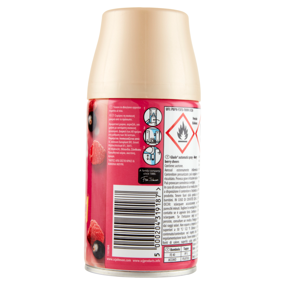 Glade Automatic Spray, Profumatore per Ambienti Ricarica, Fragranza Merry Berry Cheers 269 ml