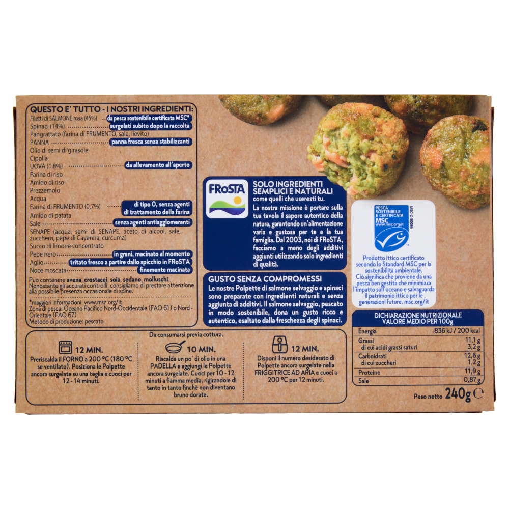 FRoSTA 12 Polpette di Salmone con Spinaci 240 g