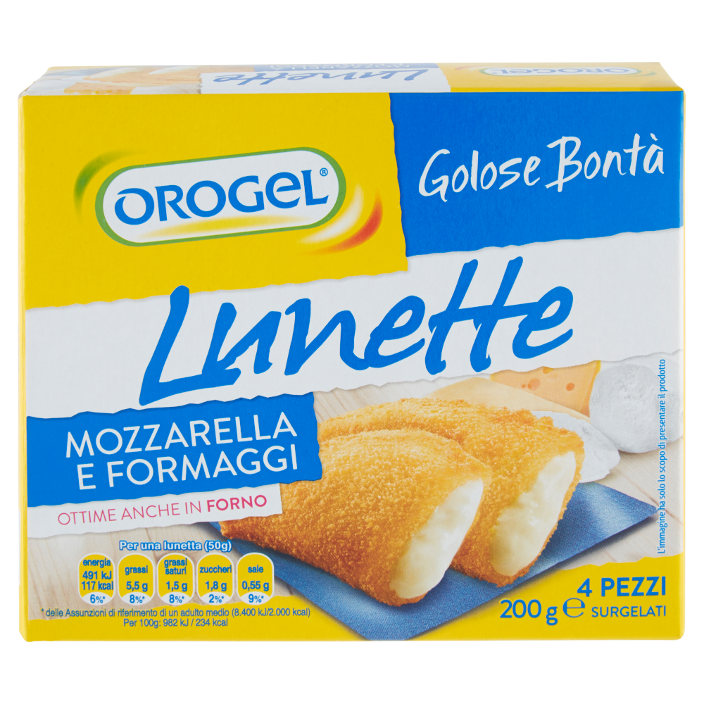 Orogel Golose Bont&agrave; Lunette Mozzarella e Formaggi Surgelati 4 x 50 g