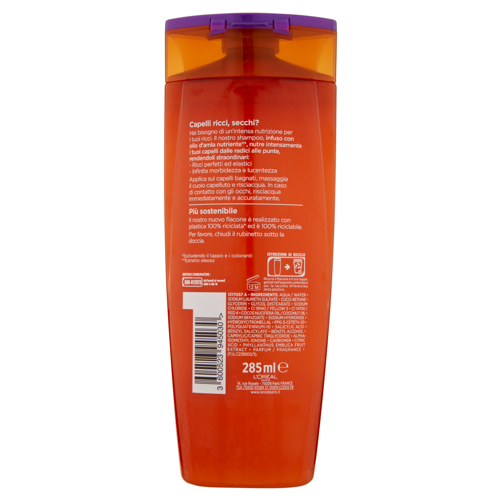L'Or&eacute;al Paris Shampoo Elvive Olio Straordinario Ricci Sublimi, Per Capelli Ricci e Secchi, 285 ml