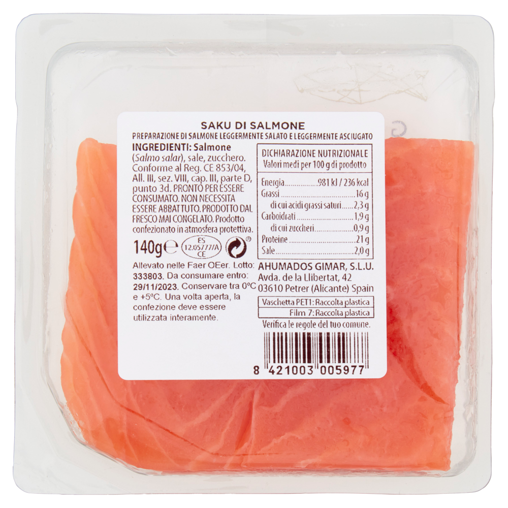 Gimar Saku Sushi & Sashimi Salmone 140 g