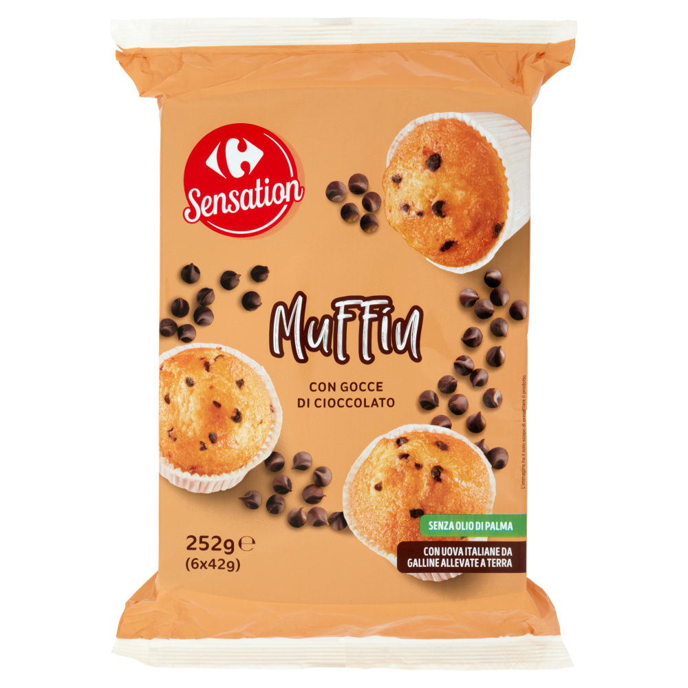 Carrefour Sensation Muffin con Gocce di Cioccolato 6 x 42 g