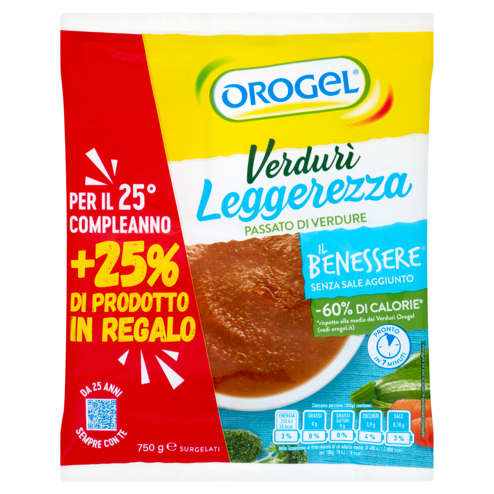 Orogel Il Benessere Verdur&igrave; Leggerezza Passato di Verdure Surgelati 750 g