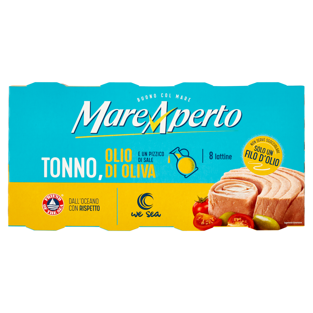 Mare Aperto Tonno con solo un filo d'olio d'oliva 8 x 60 g