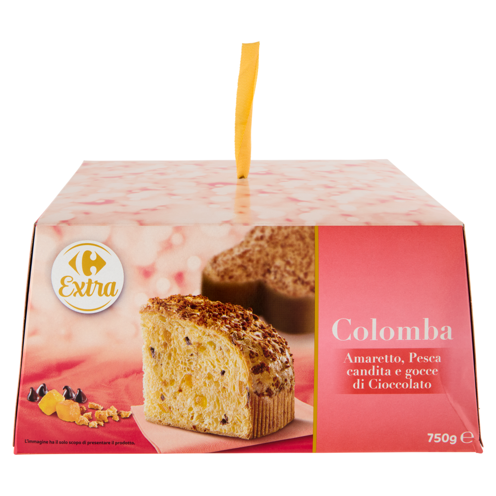 Carrefour Extra Colomba Amaretto, Pesca candita e gocce di Cioccolato 750 g