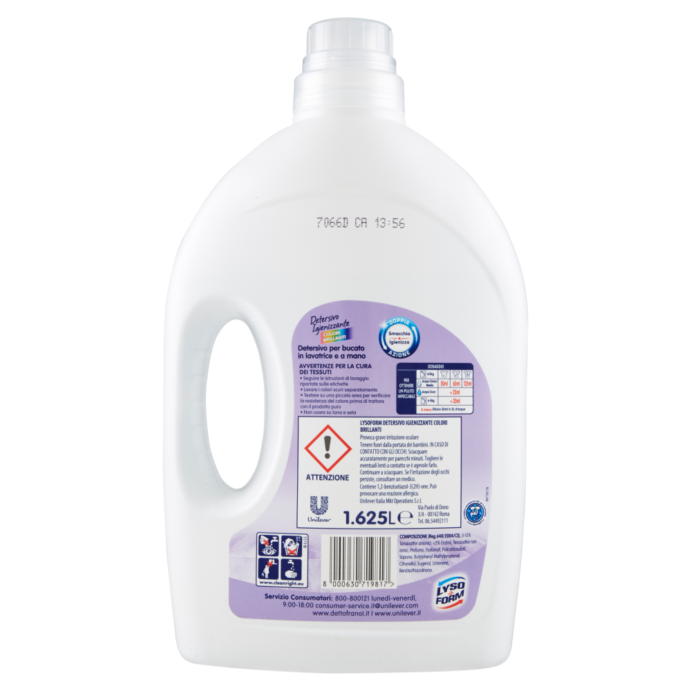 Lysoform Detersivo Igienizzante per Bucato 25 Lavaggi Colori Brillanti